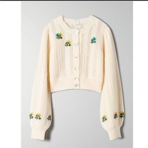 Aritzia Wilfred Le Fou Polka Embroidered Sweater Cardigan